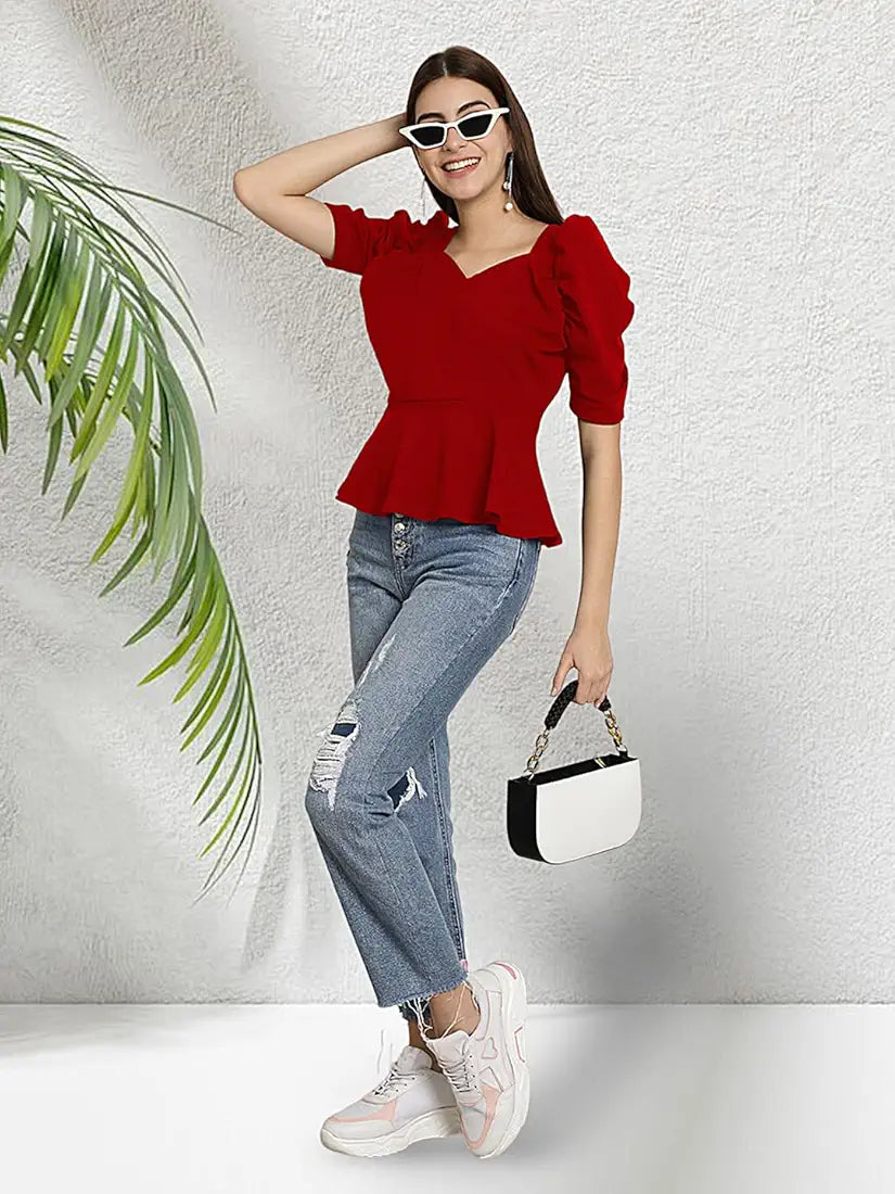 Tee Projekt Solid Casual Slim Fit Top for Women & Girls | Western Trendy T-Shirt & Tops for Women